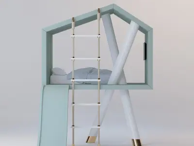 Children Bed Playhouse Free 3D model