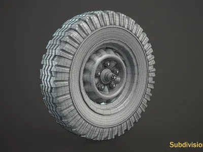 GAZ-67 and BA-64 Wheel High-Poly 3D model