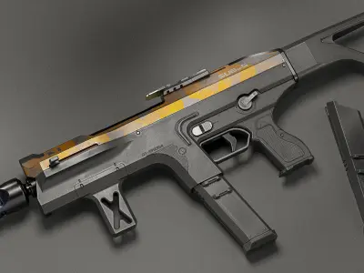 Sci-fi SMG Submi5 PBR Low-poly 3D model