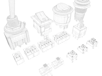 electric switches and buttons 3D model