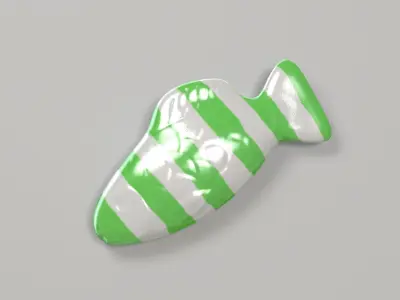 Swedish Fish Green Stripe 3D model 3D model