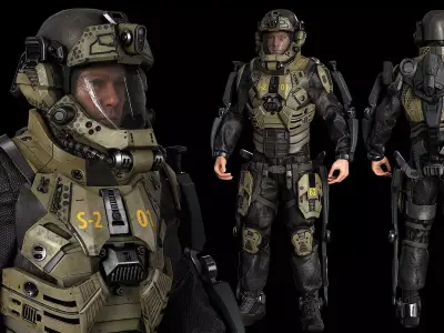 MODULAR SCI FI SOLDIER Vol 2 Game ready character Low-poly 3D model