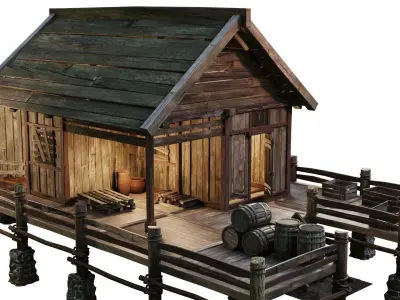 Old Lake House 22 PBR 4K GameReady Low-poly 3D model