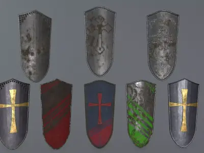 shield set spartan Low-poly 3D model