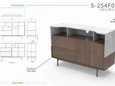 Modern FlatPack Credenza Cabinet Free 3D model