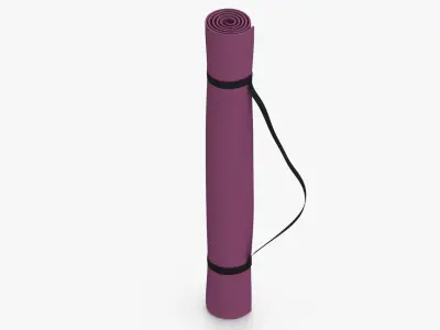 Yoga Mat Purple and Blue Strap 3D model