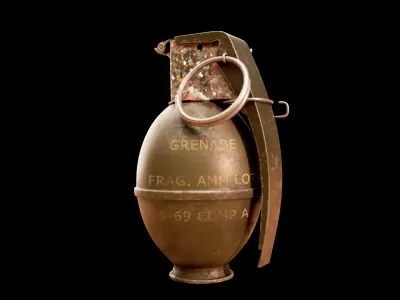 Realistic M26 Fragmentation Grenade 3D Model Low-poly 3D model