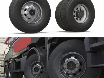 Heavy Duty Truck Wheel Set Black 3D model