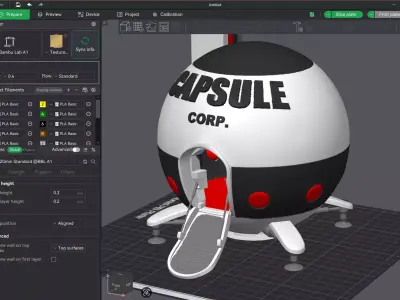 Capsule Corporation Spaceship  Color 3D Printable STL Model 3D print model
