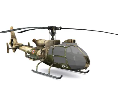 Aerospatiale SA-342 Gazelle  Low-poly 3D model