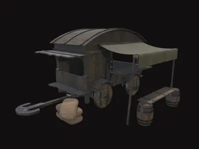 Medieval Carriage V15 Low-poly 3D model