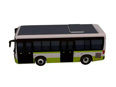 Low Poly Modern Short City Bus Model PBR Texture Low-poly 3D model