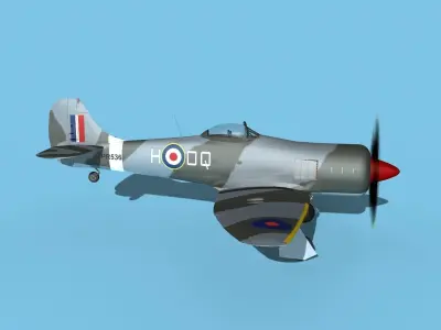 Hawker Tempest MKII V04 RAF 3D model