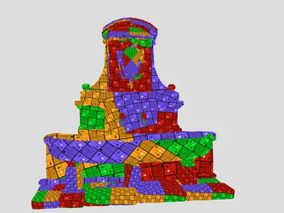 Stone fountain 19th century Low-poly 3D model