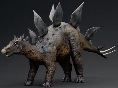 Dinosaur Stegosaurus dinosaur with spikes Low-poly 3D model