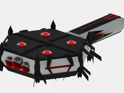 spaceship lowpoly with spacestation Low-poly 3D model