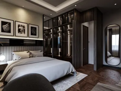 FREE Bedroom Interior Contemporer  Free low-poly 3D model
