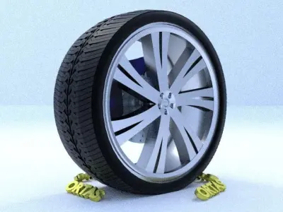 ORTAS CAR RIM 4 GAME READY RIM TIRE AND DISC 3D model