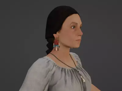 Native American Woman Low-poly 3D model