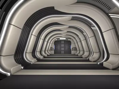Sci Fi Corridor Interior 3D model 6