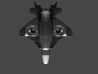 spaceship futuristic jet flying in air Low-poly 3D model