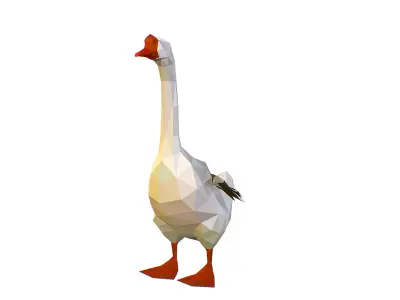Animated Black Goose Lowpoly Art Style Low-poly 3D model