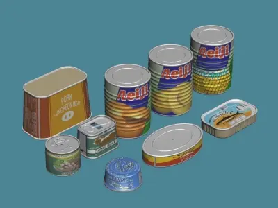 Food Canning 9items 3D model