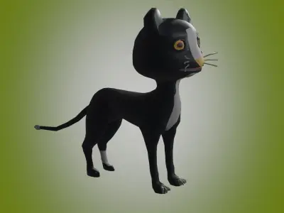 animated cartoon cat Low-poly 3D model