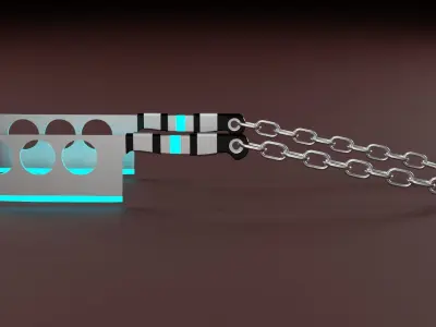 Cyberpunk cleavers on a chain 3D model 3D model