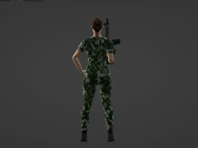 Army Girl Low-poly 3D model