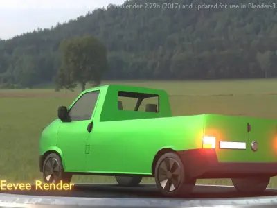 City Car 43 Commercial Pickup 3500 Type-C Green Low-poly 3D model