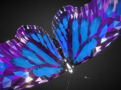 Batterfly Blue Low Polygon Art Insect Low-poly 3D model