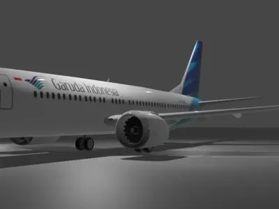 Boeing 737 Max8 Garuda Indonesia 3D Model with cockpit Low-poly 3D model
