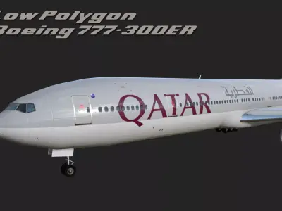 Boeing 777 Qatar Low-poly 3D model