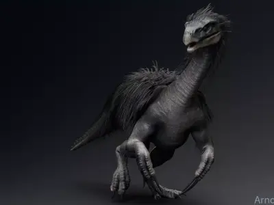 Dinosaur Therizinosaurus Real Dinosaur Series Low-poly 3D model