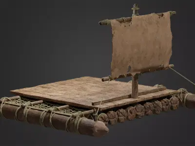Wooden Raft 3D model