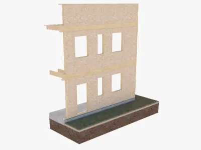Timber Frame House Structural Section 3D model