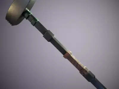 Old brutal sledgehammer Low-poly 3D model