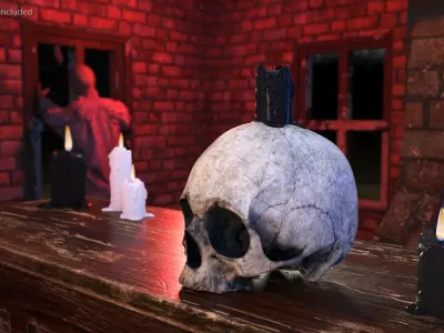 Gothic Skull Candle Decor 3D model