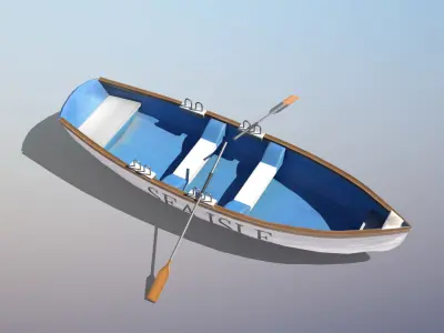 Boat With Oars Low-poly 3D model