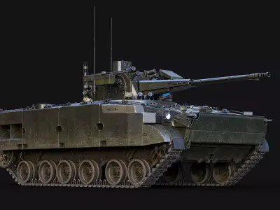 2S38 Derivatsiya PVO Russian Game Ready LODs Rigged Low-poly 3D model