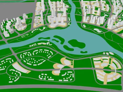 Urban highrise building building ancillary building commercial 3D model