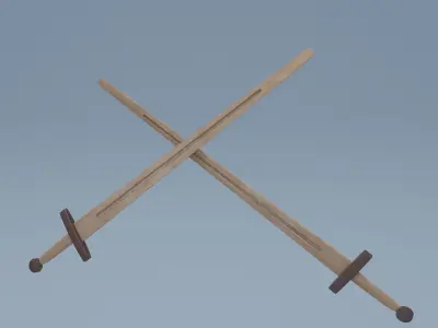 Wooden sword Free low-poly 3D model