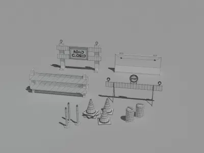 Road Barricades Low-poly 3D model