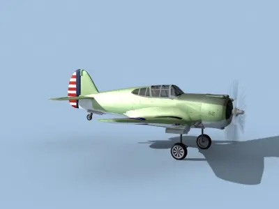 Curtiss P-36C Hawk V06 USAAF 3D model