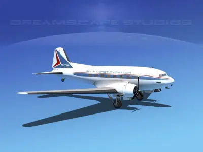 Douglas DC-3 Gulf Coast 3D model