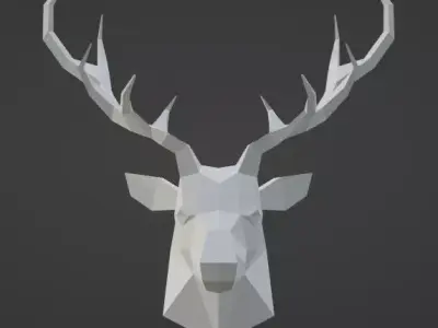 Low poly Deer Head Free low-poly 3D model