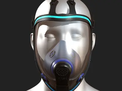 Gas mask helmet 3d model military combat  Low-poly 3D model 5