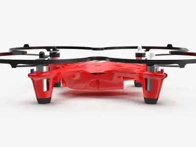 Hubsan X4 H107C Red Propeller Guard Low-poly 3D model