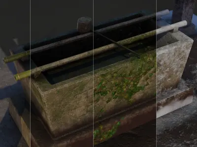 Temizuya - 4 Japanese Shinto Temizuya -4 GameReady Versions Low-poly 3D model